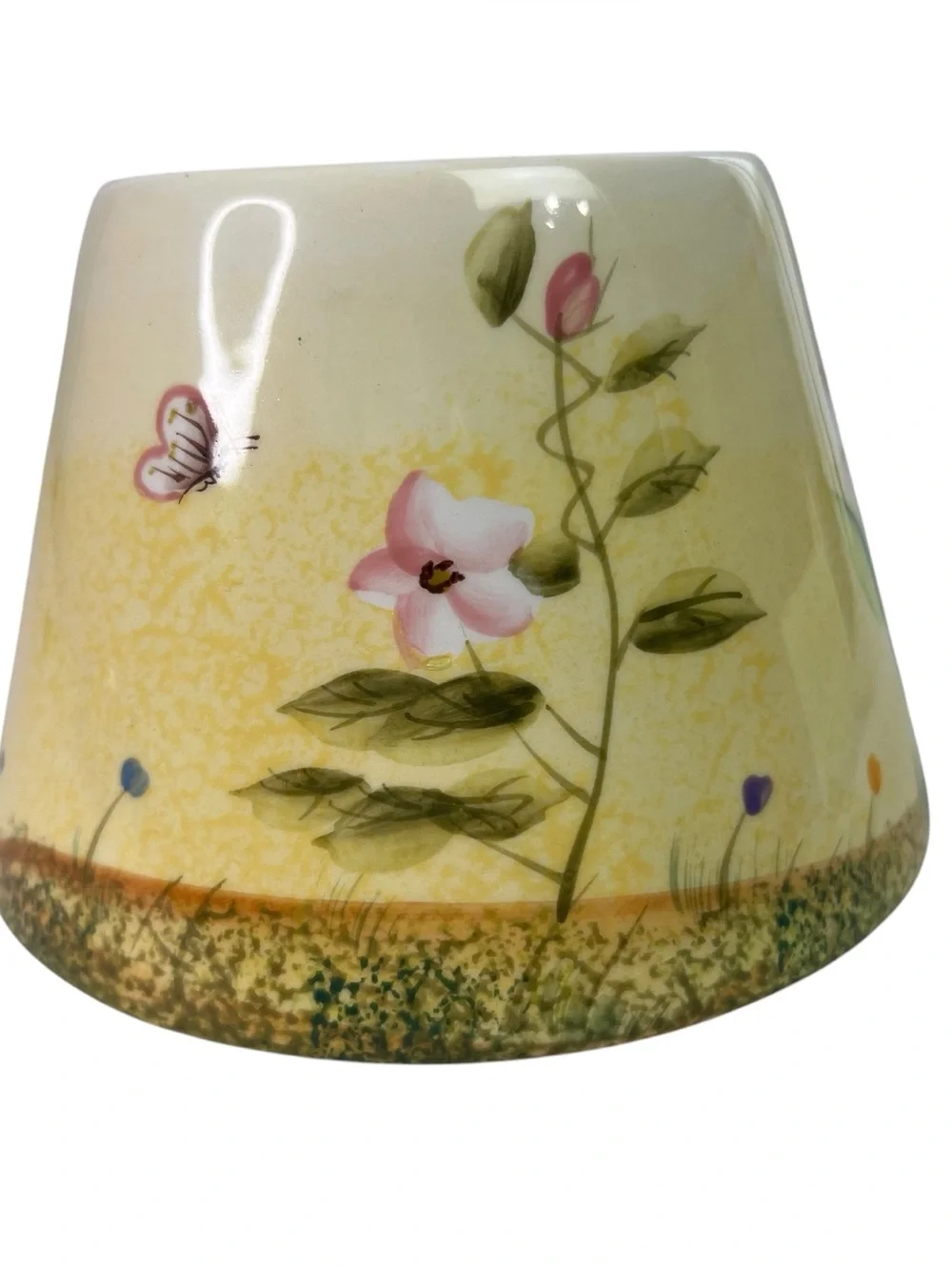 Home Interiors Ceramic Candle Jar Topper Shade Floral Pattern 4”x5” Multi Colors